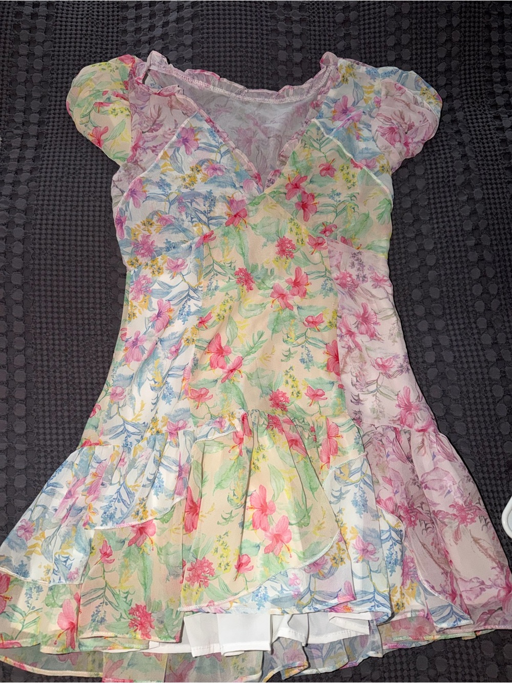 Nordstrom Pastel Floral Mini Dress - Pink, Yellow, Blue